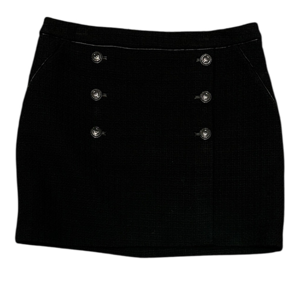 White House Black Market Double-Breasted Black Mini Skirt. Size 10